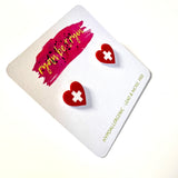 Red Cross Heart Earrings
