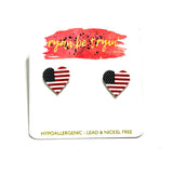 American Flag Heart Earrings