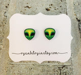 Green Alien Earrings