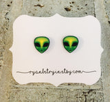 Green Alien Earrings