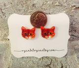 Orange Cat Earrings