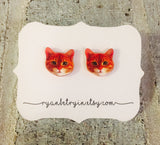 Orange Cat Earrings
