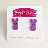 Peeps Easter Bunny Earrings - Purple