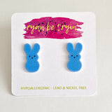 Peeps Easter Bunny Earrings - Blue
