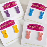 Peeps Easter Bunny Earrings - Purple