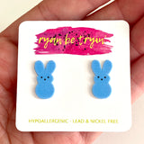 Peeps Easter Bunny Earrings - Blue