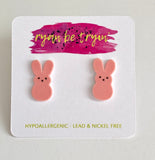 Peeps Easter Bunny Earrings - Pink