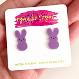 Peeps Easter Bunny Earrings - Purple