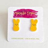Peeps Easter Bunny Earrings - Yellow