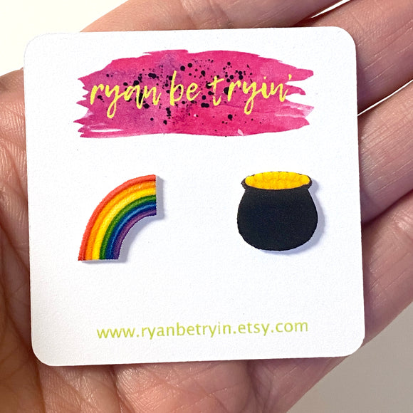 St. Patrick’s Day Earrings - Rainbow & Pot of Gold