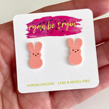 Peeps Easter Bunny Earrings - Pink