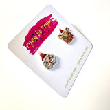 Vintage Santa & Rudolph Christmas Earrings