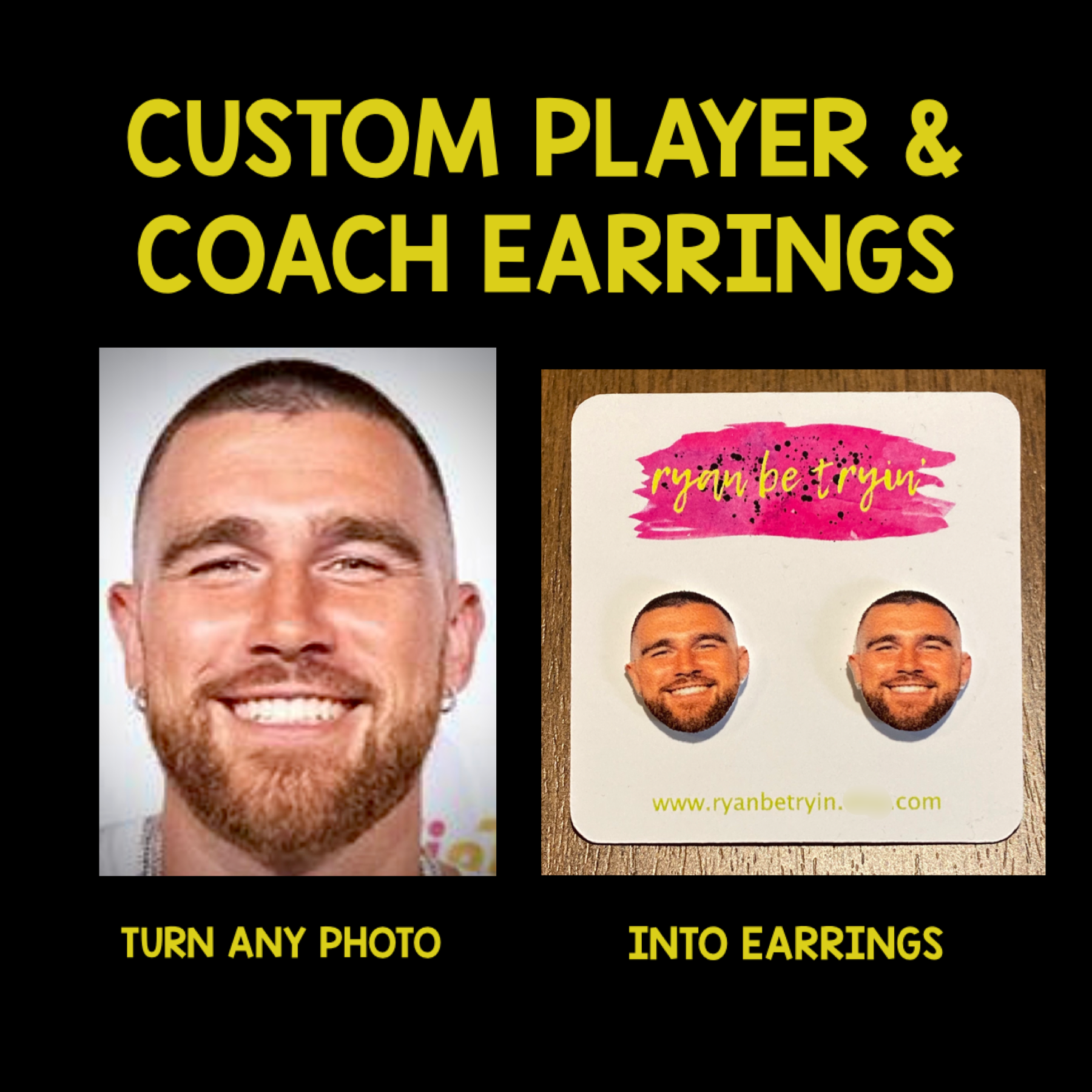 Custom Sports Earrings Football