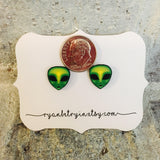 Green Alien Earrings