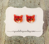 Orange Cat Earrings