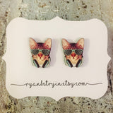 Trippy Cat Stud Earrings