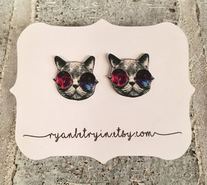 Galaxy Cat Stud Earrings