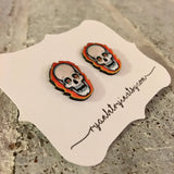 Flaming Skull Stud Earrings